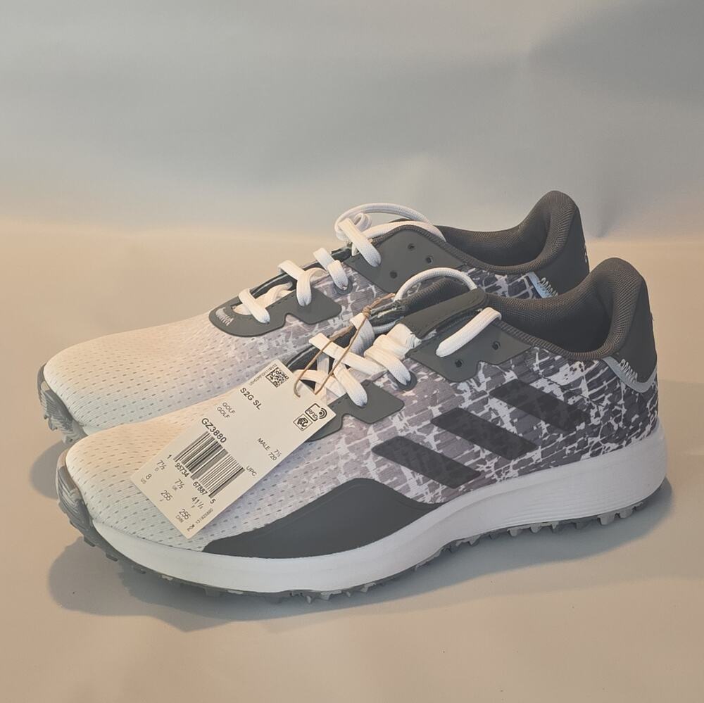 NEW MEN'S ADIDAS S2G SL SPIKELESS GOLF GZ3880 WHITE GREY Mens Size 8